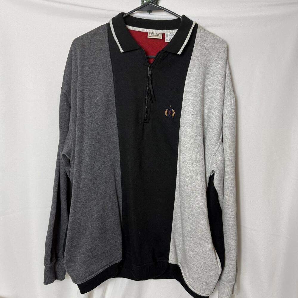 VTG Bugle‎ Boy Company Sports Men’s Sz Large 1/4 Zip Sweatshirt Color Block 90s